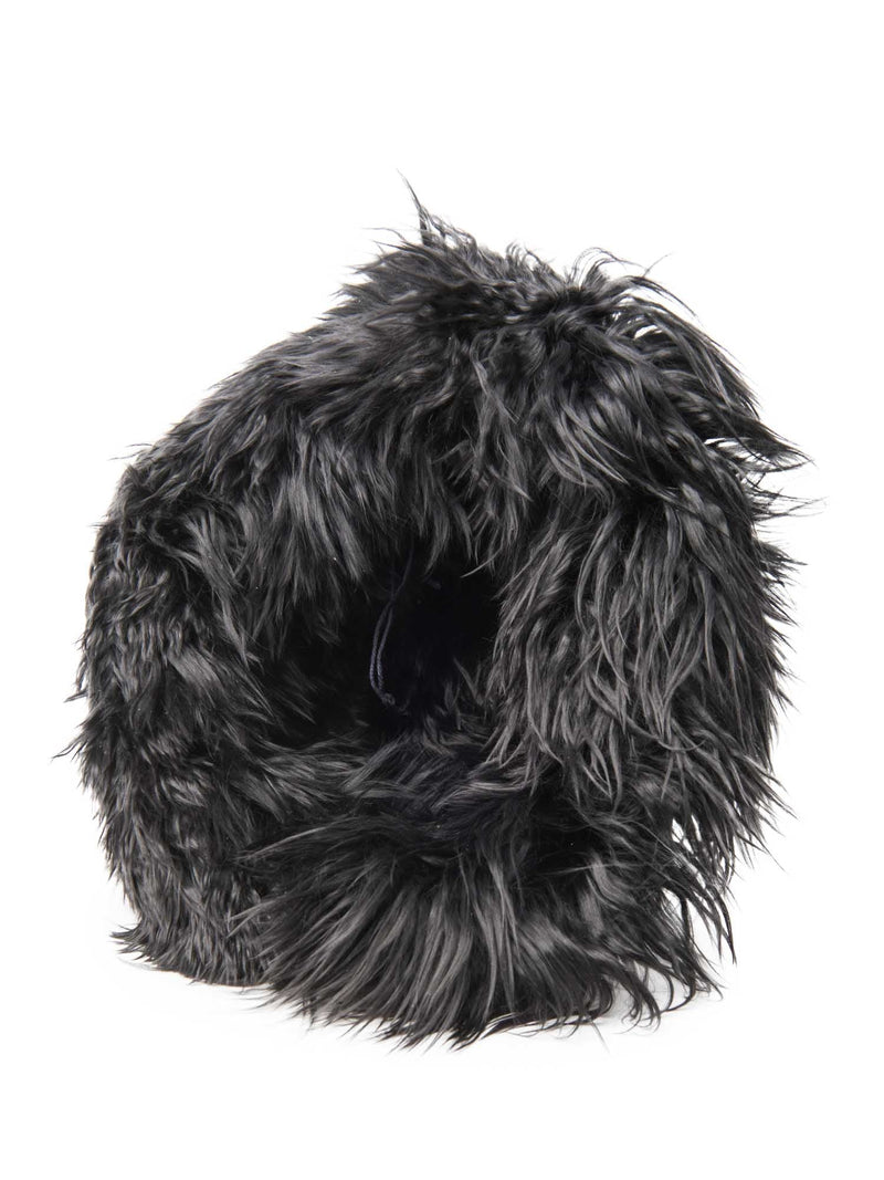 Prada Logo Nylon Fur Lined Bucket Hat Black-designer resale