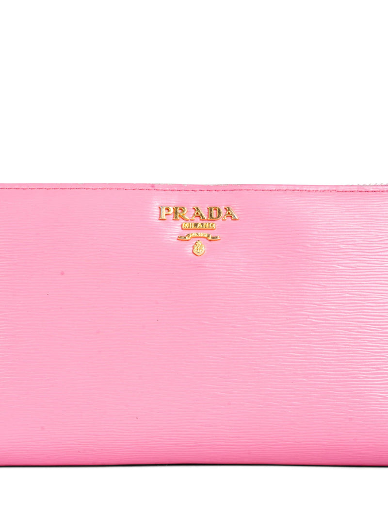 Prada Logo Saffiano Leather Clutch Pink-designer resale