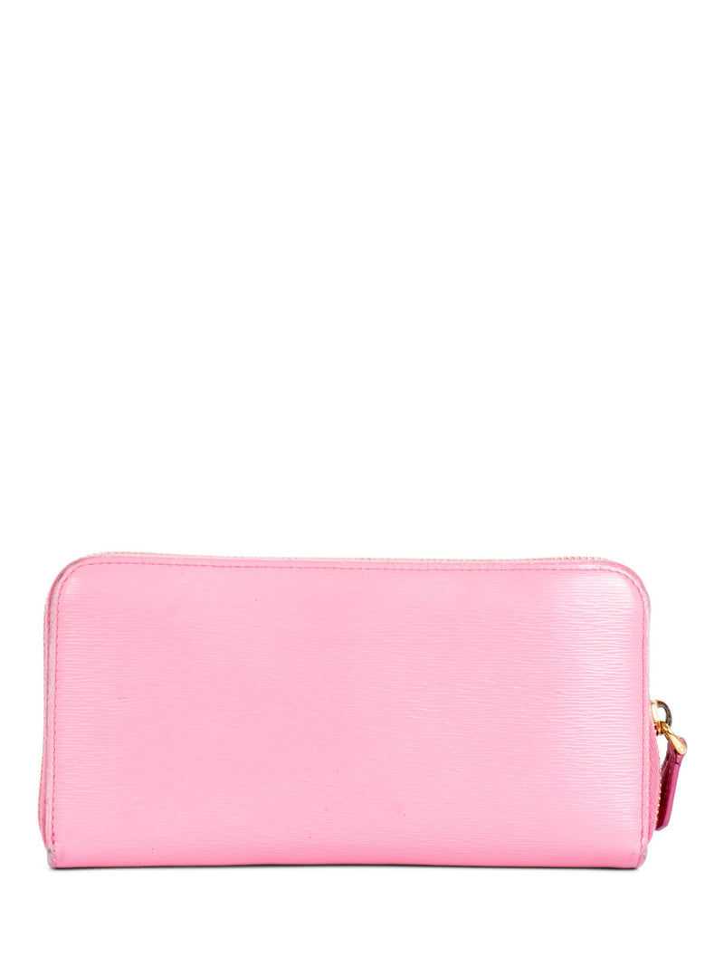 Prada Logo Saffiano Leather Clutch Pink-designer resale