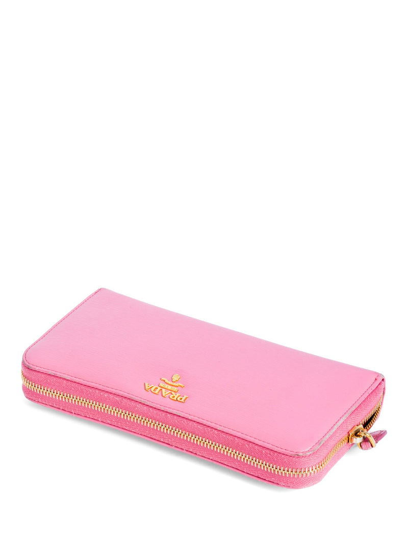 Prada Logo Saffiano Leather Clutch Pink-designer resale