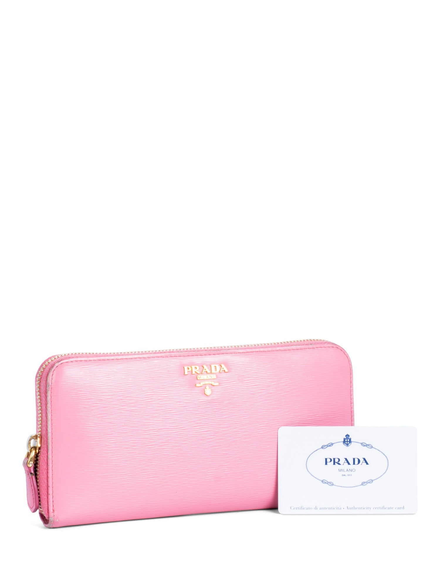 Prada Logo Saffiano Leather Clutch Pink-designer resale