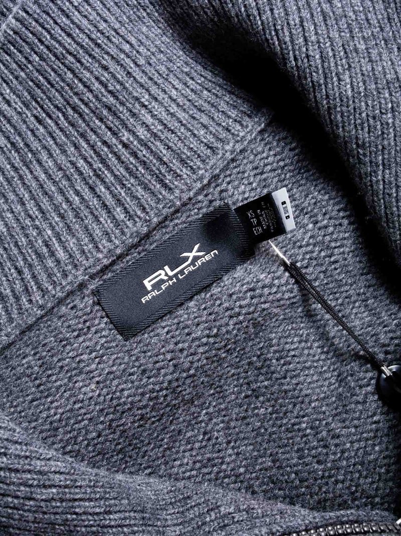 Ralph Lauren Chunky Wool Knit Oversized Cropped Turtle Neck Sweater Grey-designer resale