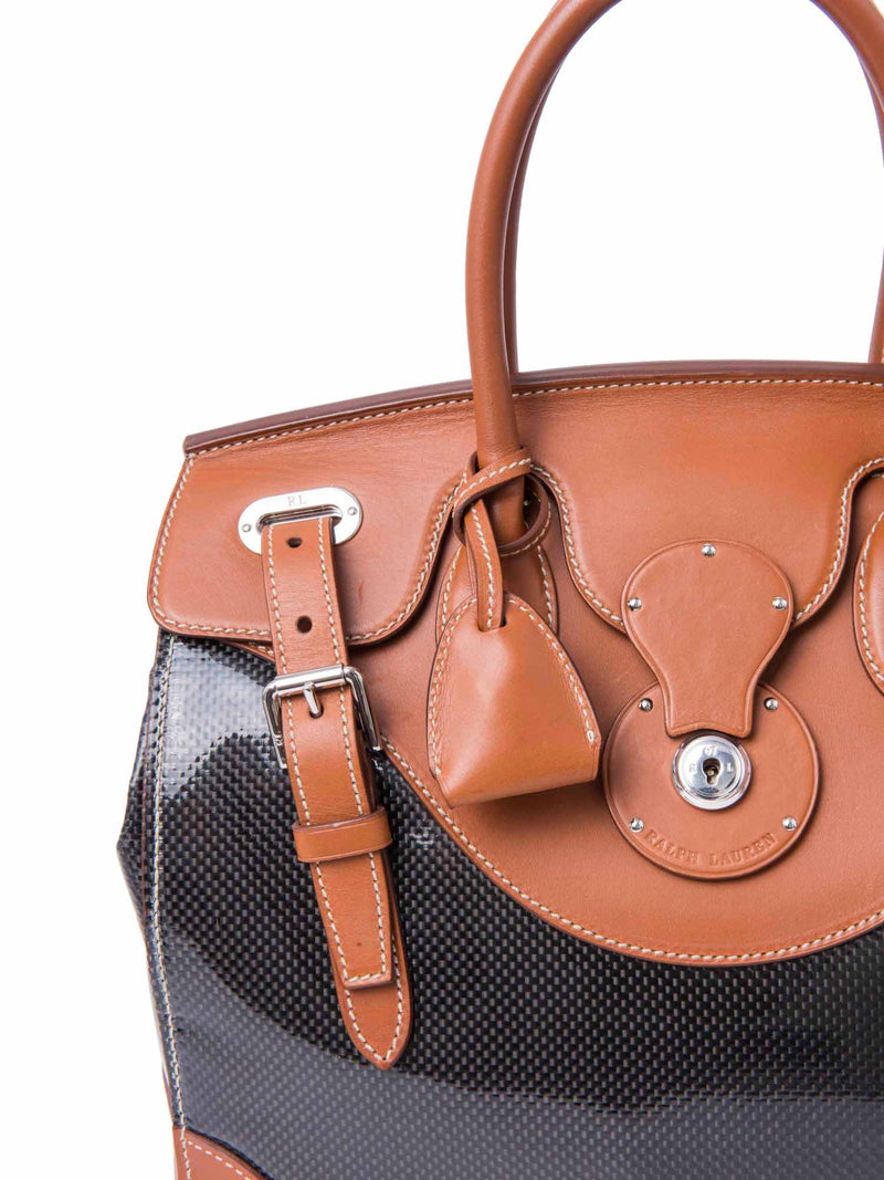 Ralph Lauren Logo Carbon Fiber Limited Edition Ricky Bag Black Brown 33-designer resale