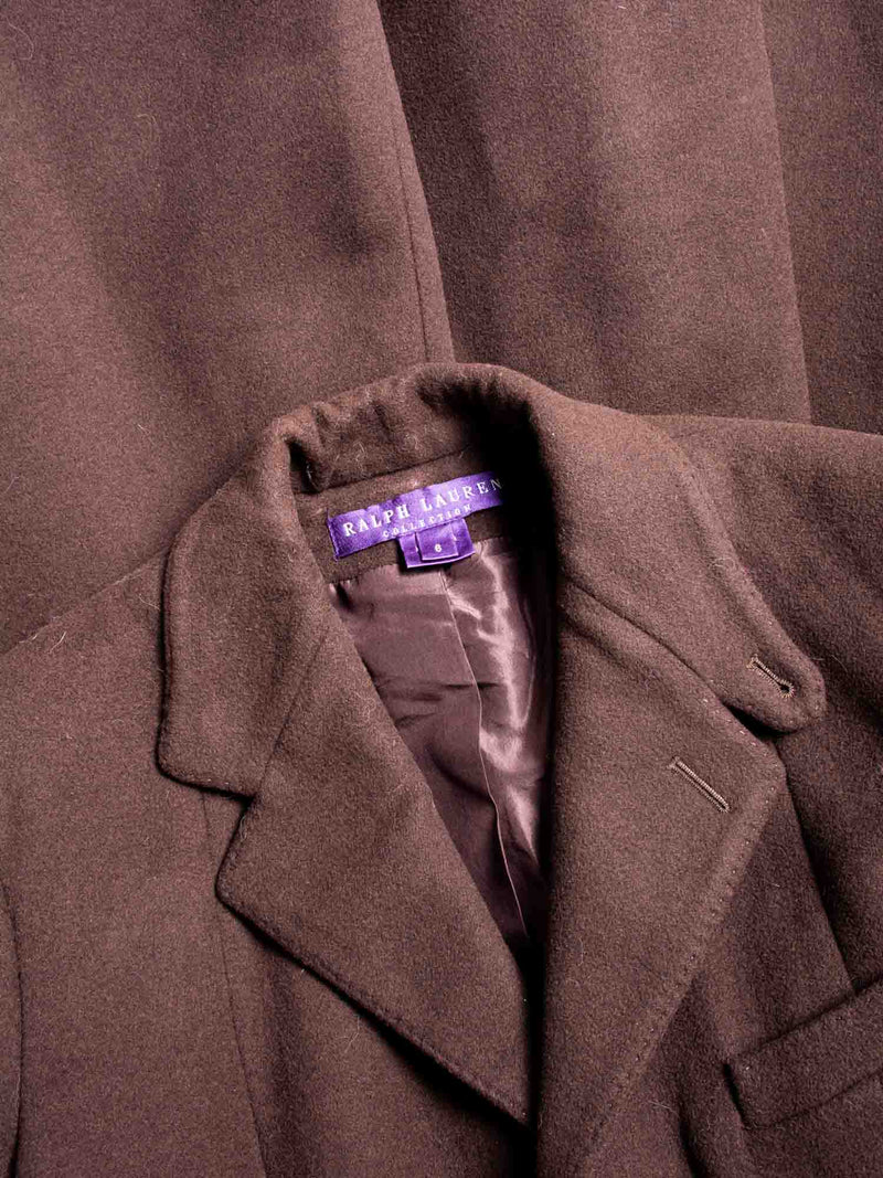 Ralph Lauren Wool Fitted Buttoned Coat Brown-designer resale