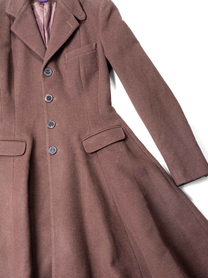 Ralph Lauren Wool Fitted Buttoned Coat Brown-designer resale