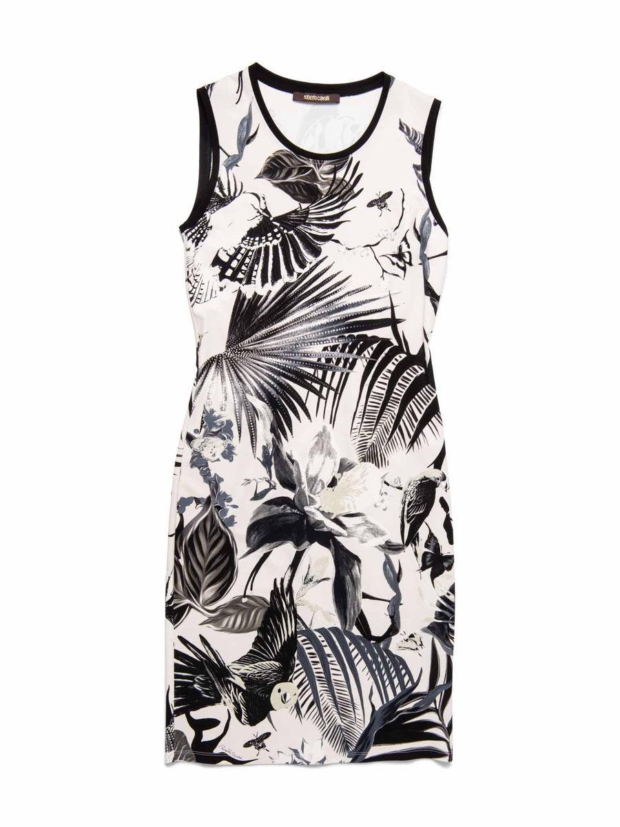 Roberto Cavali Floral Bodycon Dress Black White Roberto Cavali Floral Bodycon Dress Black White