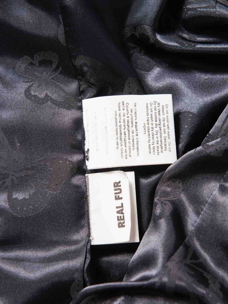 Saks Fifth Avenue Lamb Fur Leather Coat Black-designer resale