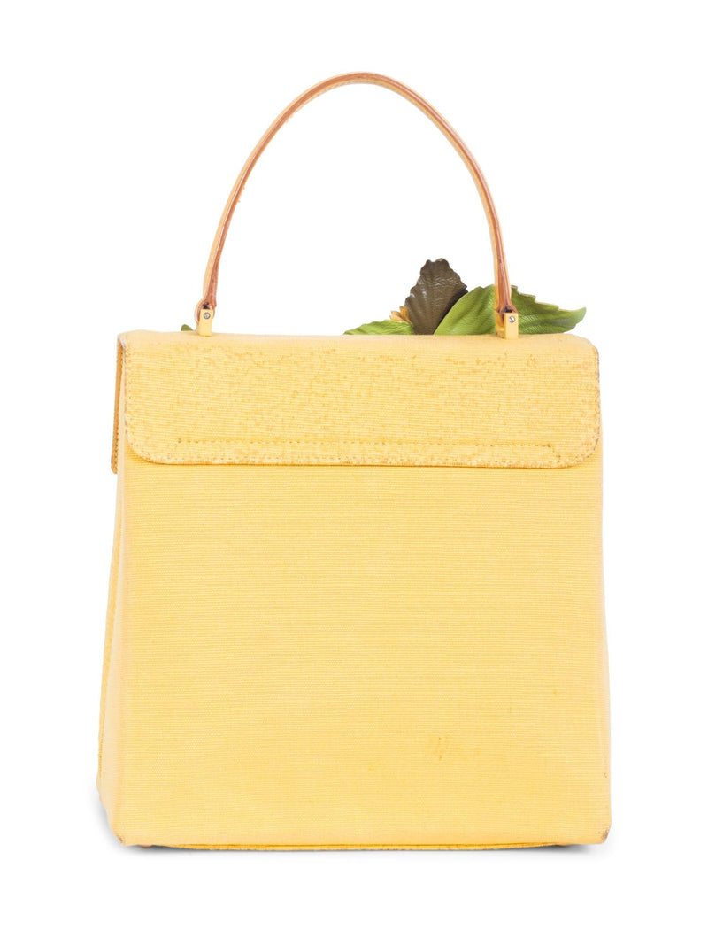 Salvatore Ferragamo Ganchini Leather Applique Top Handle Bag Yellow-designer resale
