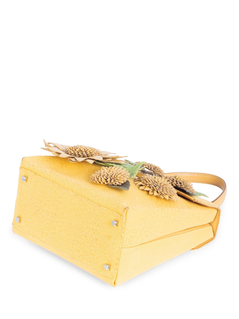 Salvatore Ferragamo Ganchini Leather Applique Top Handle Bag Yellow-designer resale