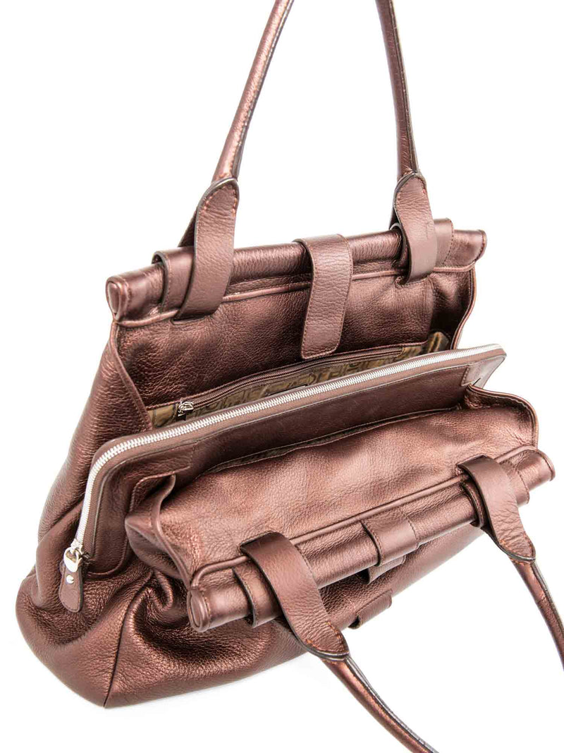 Salvatore Ferragamo Leather Ganchini Top Handle Bag Shiny Burgundy-designer resale