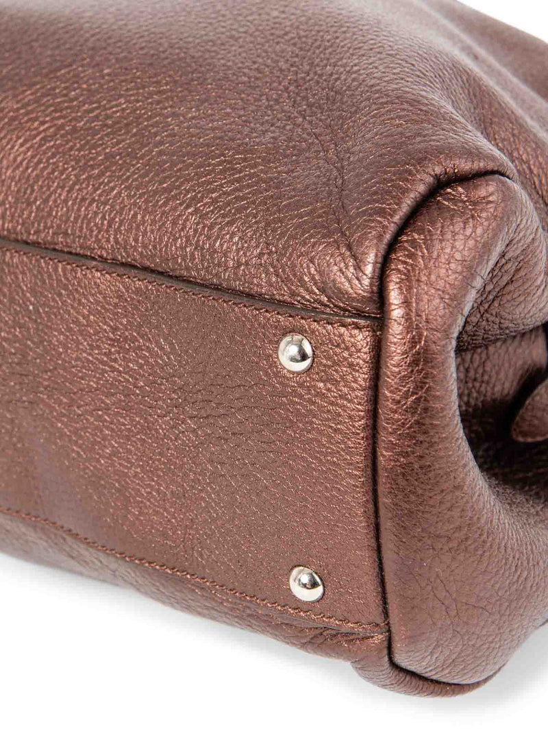 Salvatore Ferragamo Leather Ganchini Top Handle Bag Shiny Burgundy-designer resale