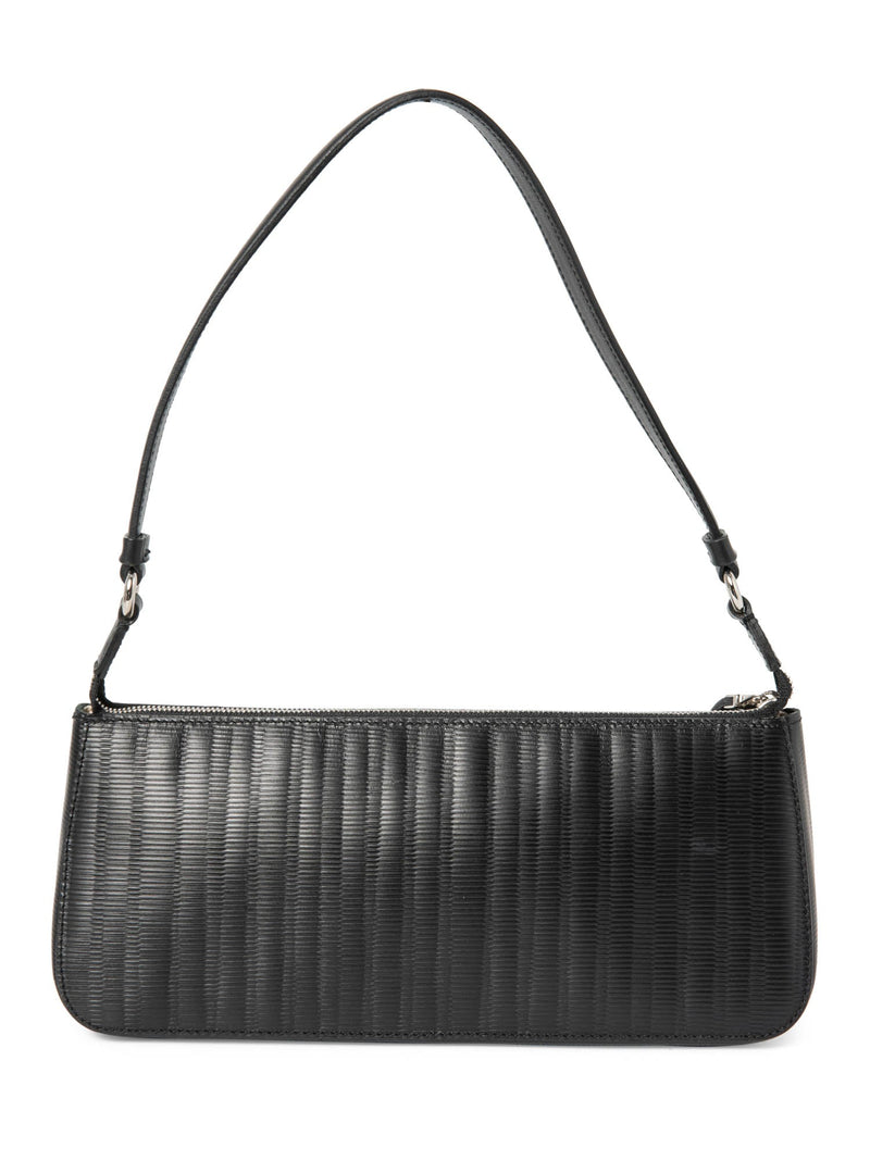 Salvatore Ferragamo Logo Leather Lock Pochette Black Silver-designer resale