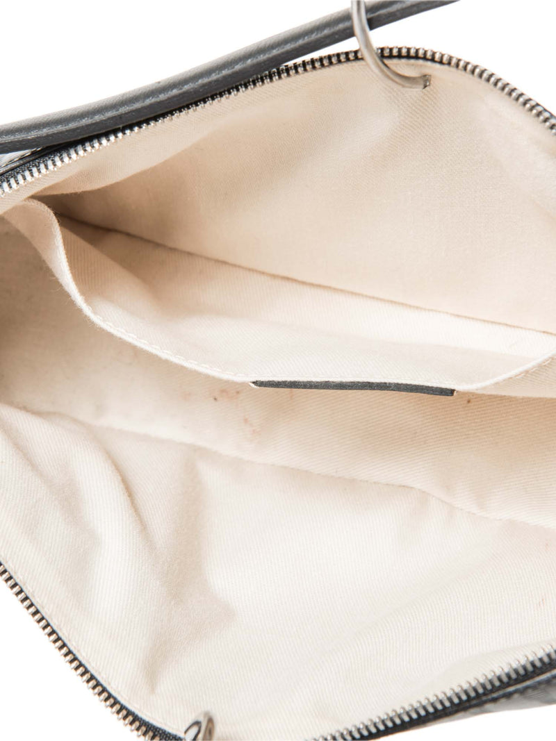 Salvatore Ferragamo Logo Leather Lock Pochette Black Silver-designer resale