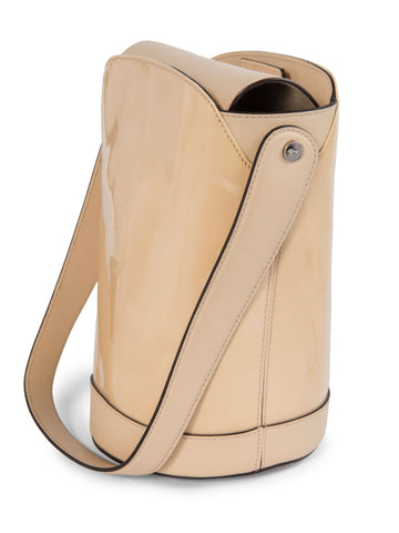 Salvatore Ferragamo Logo Patent Leather Bucket Bag Ivory-designer resale