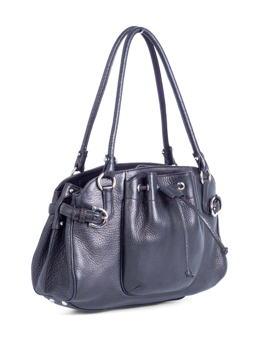 Salvatore Ferragamo Vintage Leather Top Handle Shopper Bag Black