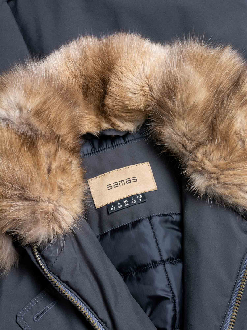 Samas Gore-Tex Sable Parka Belted Coat Grey-designer resale