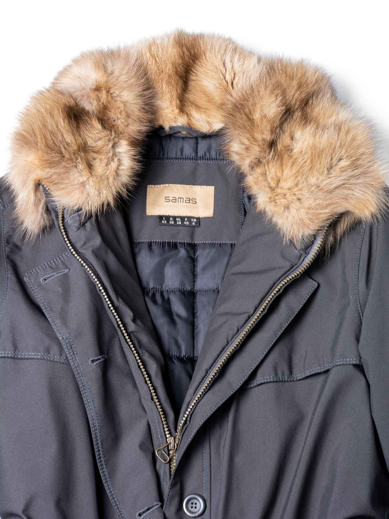 Samas Gore-Tex Sable Parka Belted Coat Grey-designer resale