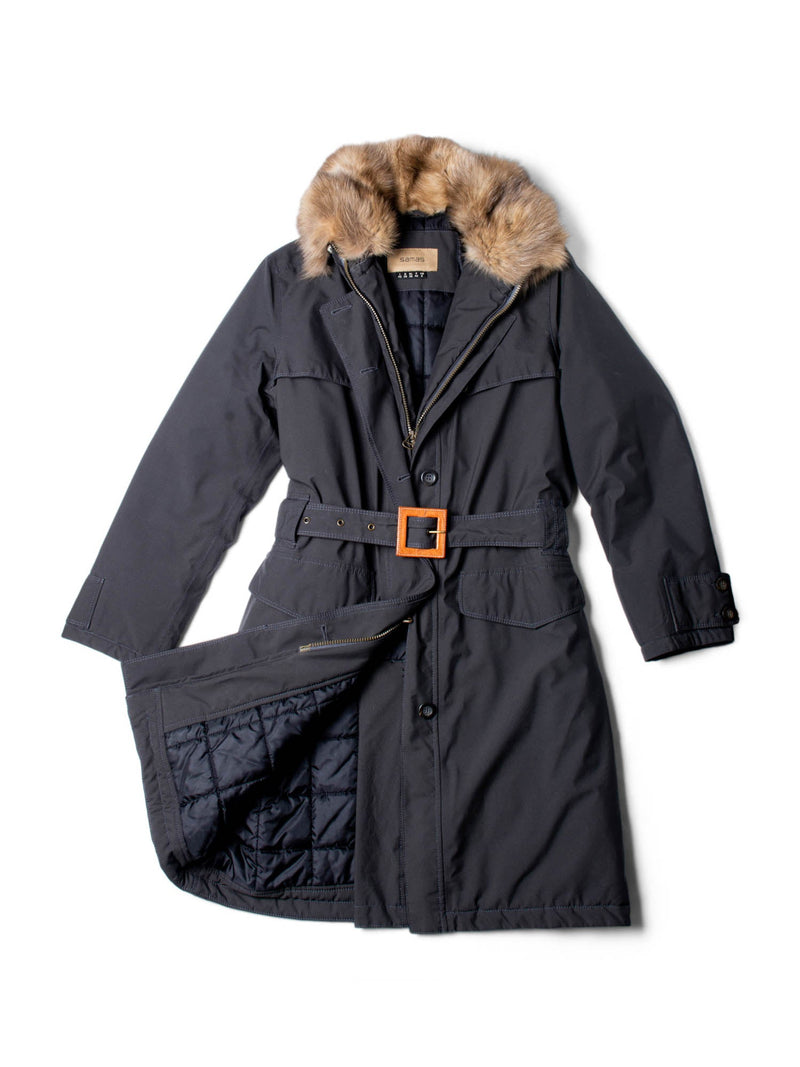 Samas Gore-Tex Sable Parka Belted Coat Grey-designer resale