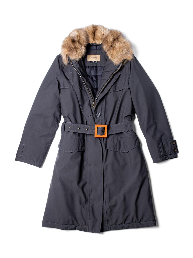 Samas Gore-Tex Sable Parka Belted Coat Grey-designer resale