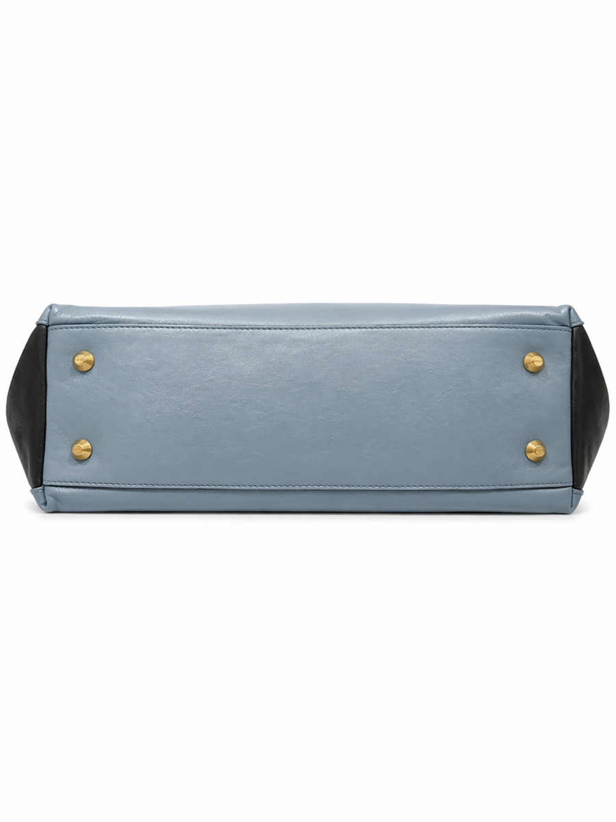 Emilio Pucci Leather Genuine Snakeskin Top Handle Bag Blue