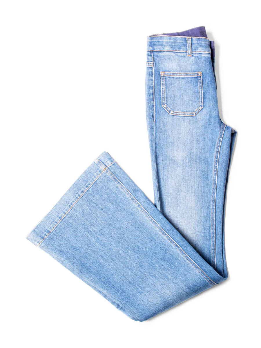 Stella McCartney Flared Front Patch Pocket Jeans Blue