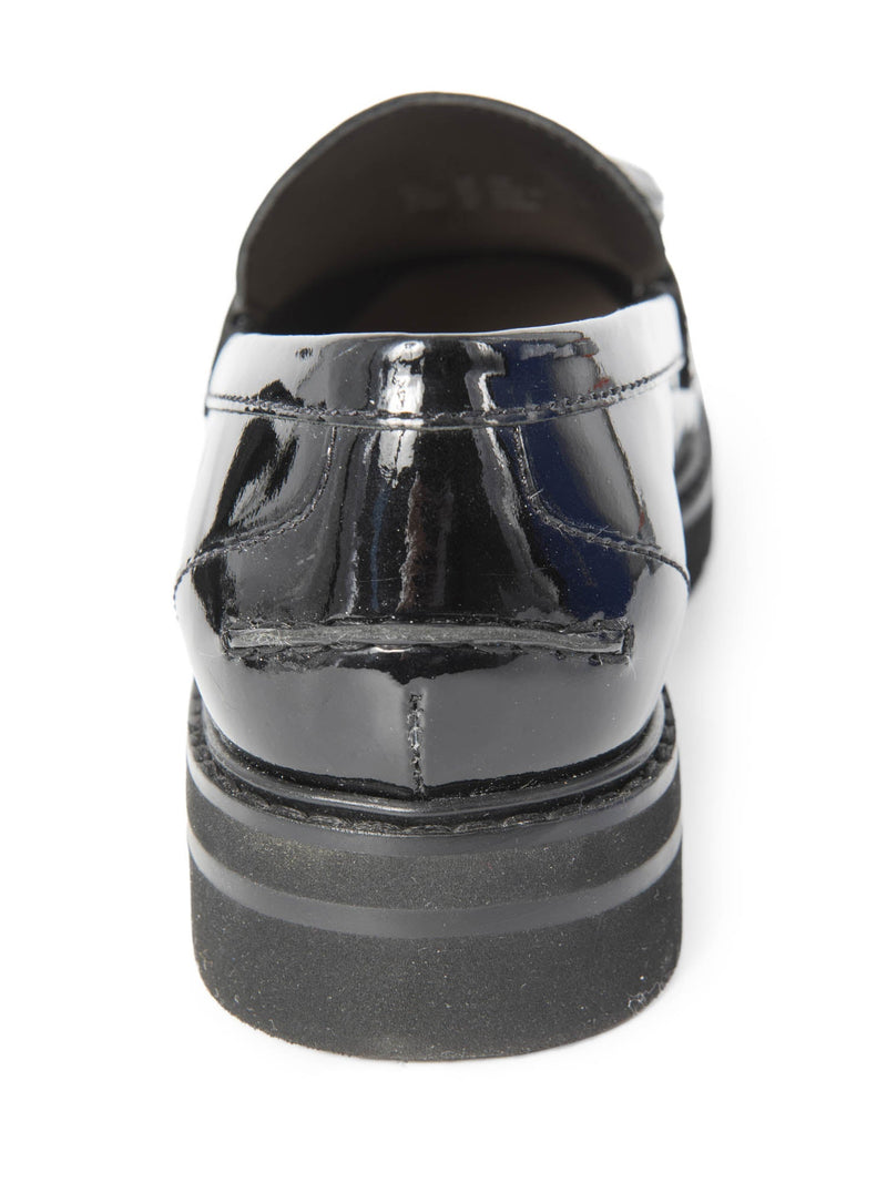 Stuart Weitzman Patent Leather Tassel Adrina Loafers Black-designer resale