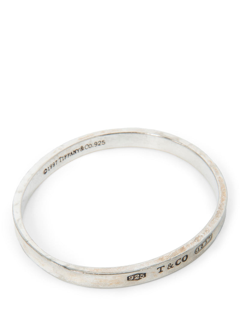 Tiffany & Co. Logo Sterling Silver Oval Bangle Bracelet-designer resale