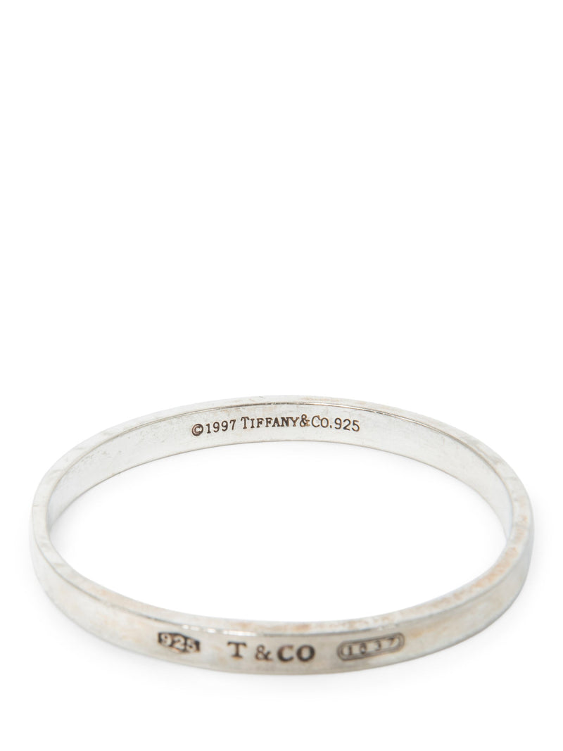 Tiffany & Co. Logo Sterling Silver Oval Bangle Bracelet-designer resale