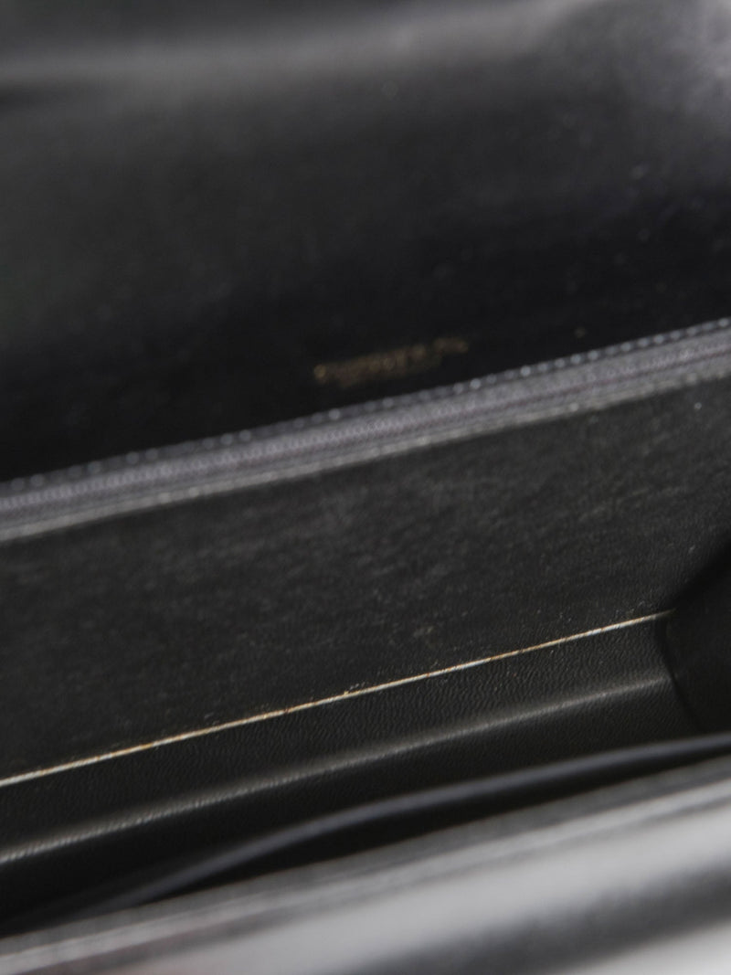 Tiffany & Co. Vintage Leather T Logo Buckle Messenger Flap Bag Black Gold-designer resale