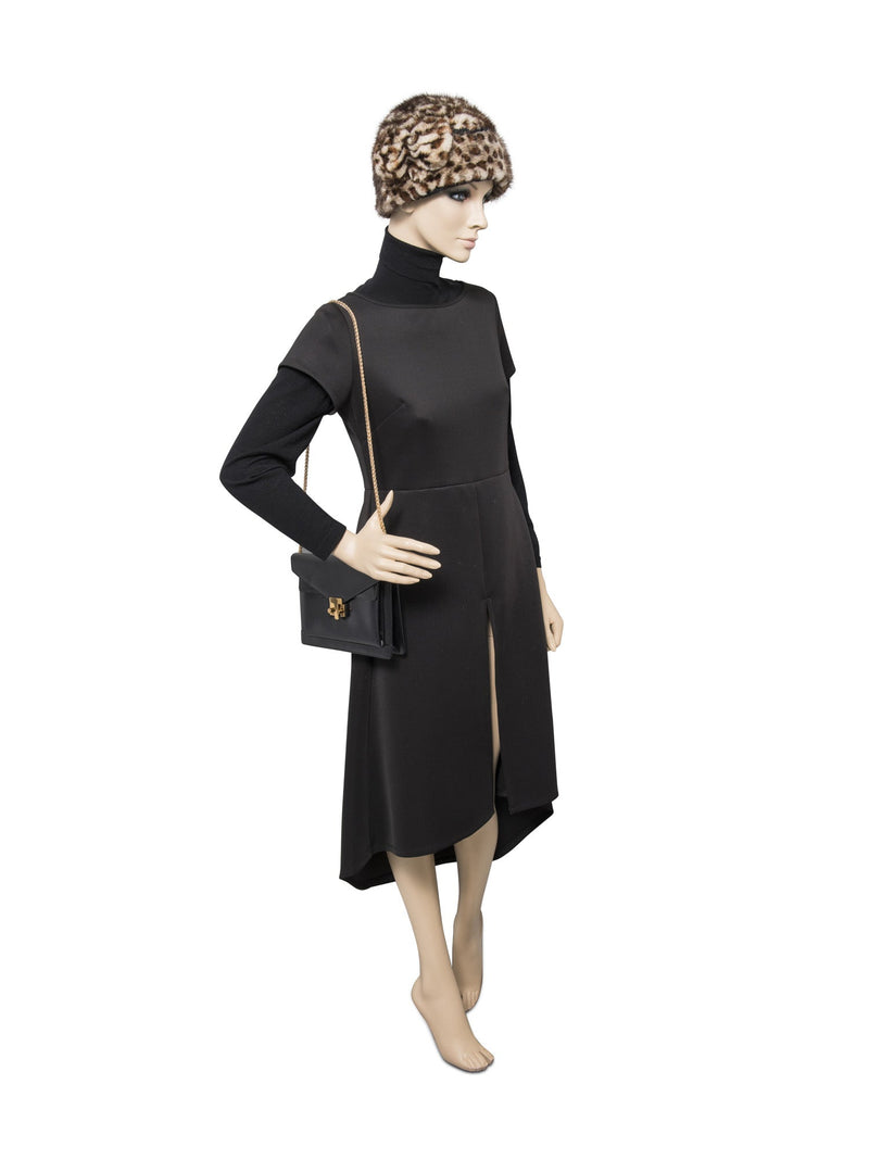 Tiffany & Co. Vintage Leather T Logo Buckle Messenger Flap Bag Black Gold-designer resale