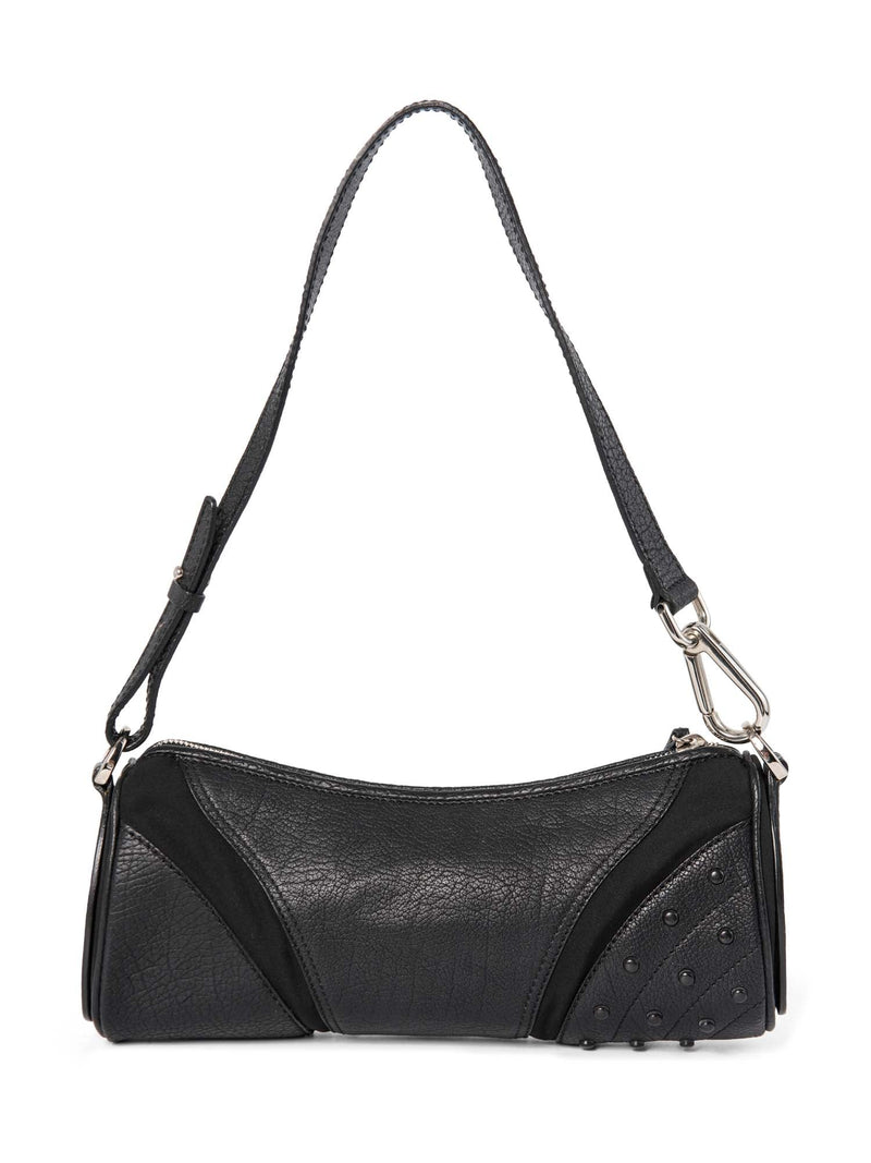 Tod's Logo Leather Studded Pochette Bag Black-designer resale