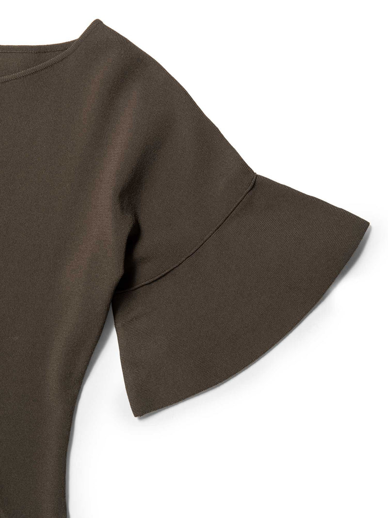 Valentino Short Sleeve Bodycon Midi Dress Olive Green-designer resale