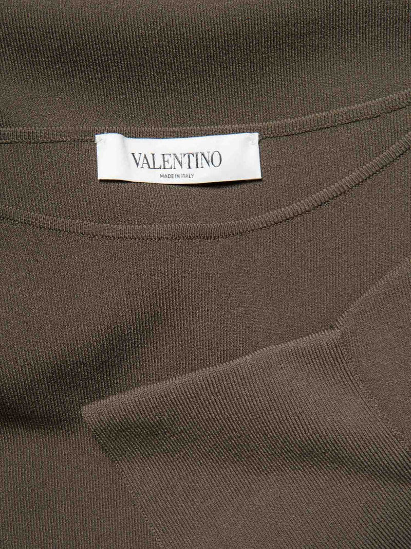 Valentino Short Sleeve Bodycon Midi Dress Olive Green-designer resale