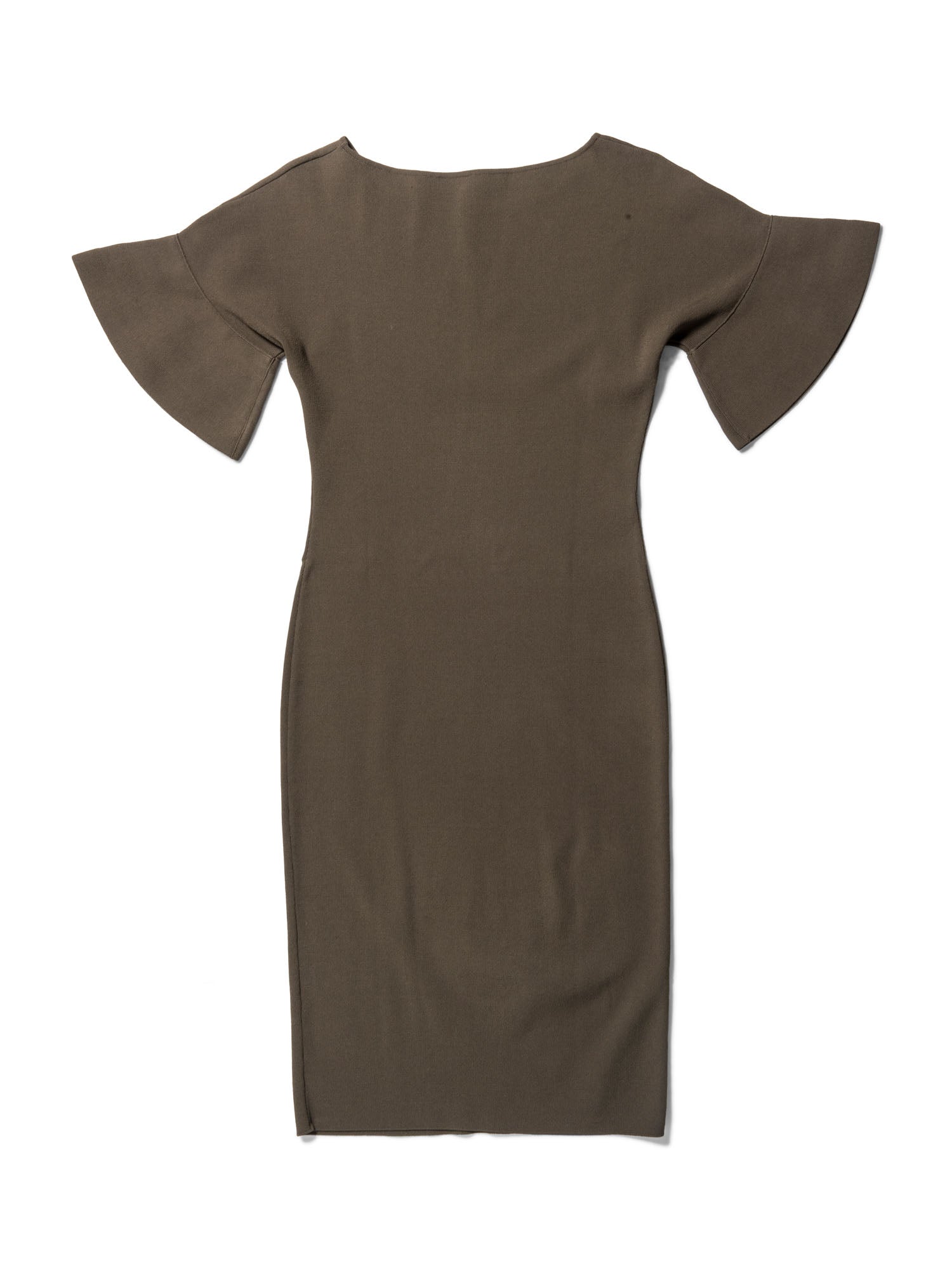 Valentino Short Sleeve Bodycon Midi Dress Olive Green-designer resale