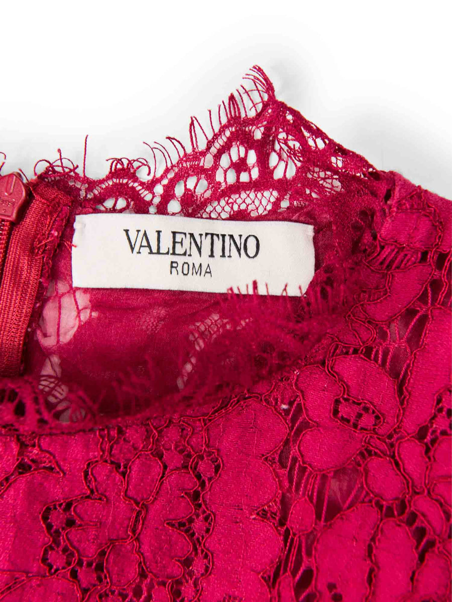 Valentino Silk Cotton Floral Lace Bow Jumpsuit Red Valentino Silk Cotton Floral Lace Bow Jumpsuit Red