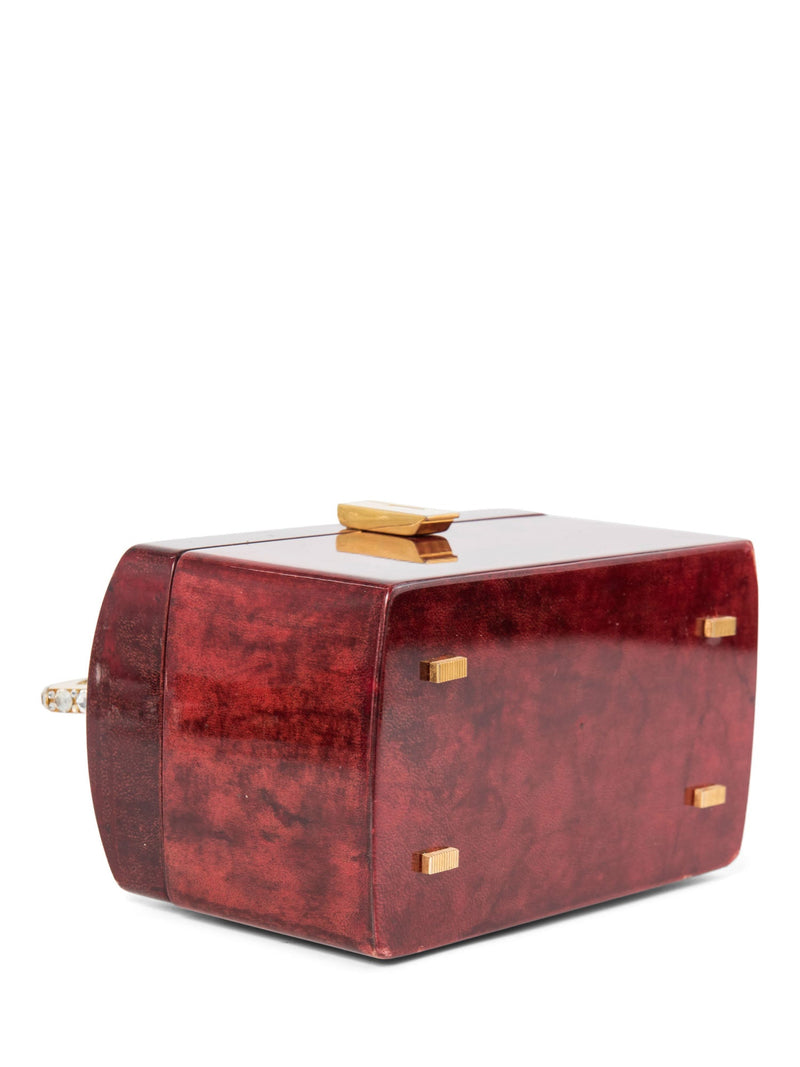 Vintage Lucite Bejeweled Top Handle Bag Burgundy Gold-designer resale