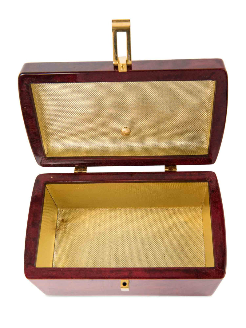 Vintage Lucite Bejeweled Top Handle Bag Burgundy Gold-designer resale