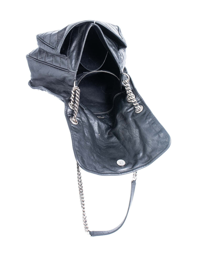 Yves Saint Laurent Logo Leather Flap Niki Bag Black-designer resale