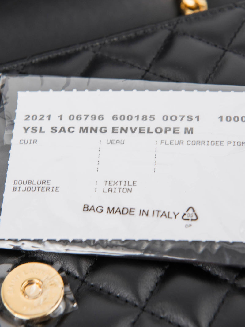 Yves Saint Laurent Logo Quilted Leather 24K Gold Plated Messenger Bag Black-designer resale