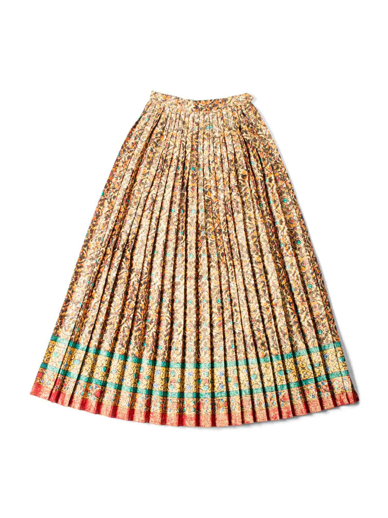 Yves Saint Laurent Vintage Pleated Lurex Maxi Skirt Multicolor-designer resale