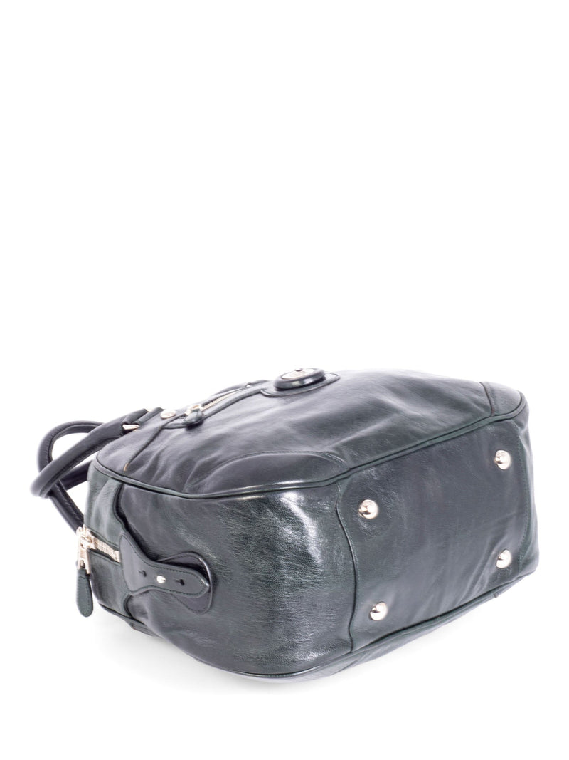 Balenciaga BB Patent Leather Top Handle Bag Green-designer resale