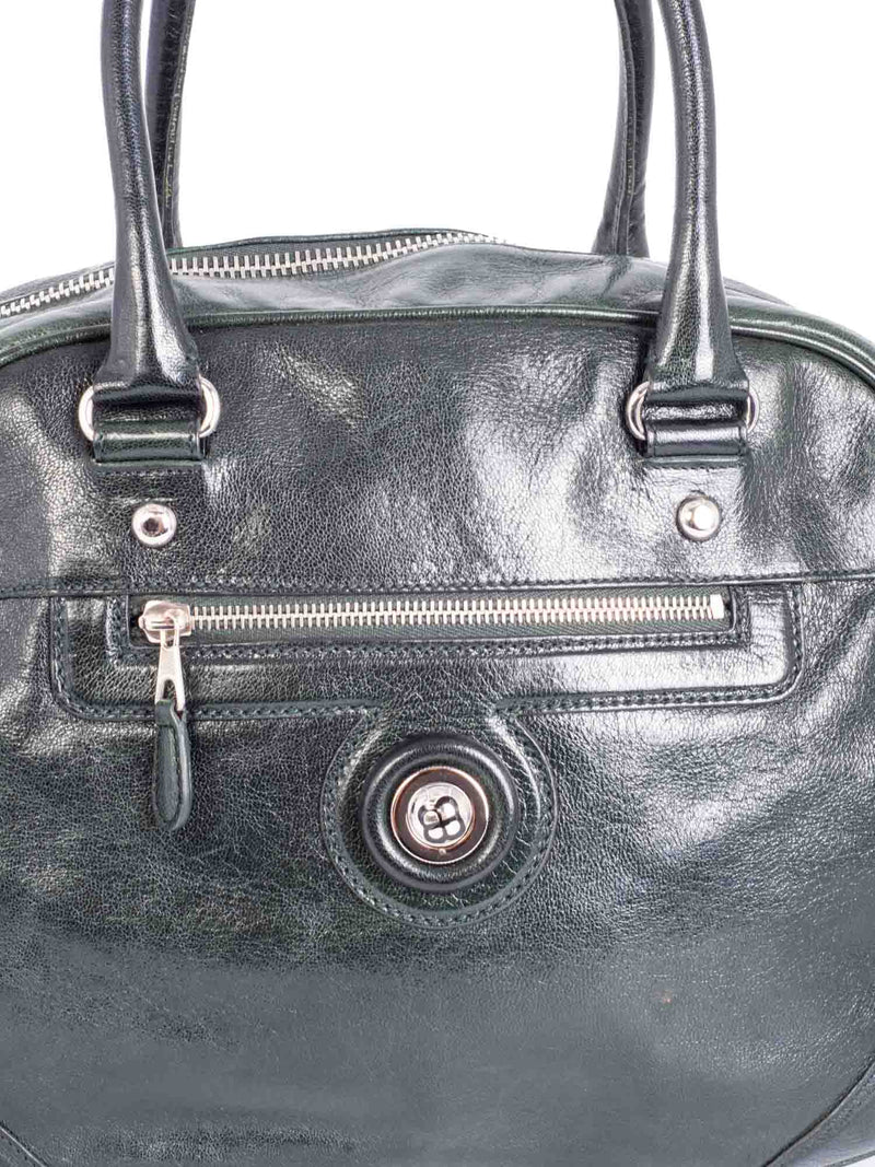 Balenciaga BB Patent Leather Top Handle Bag Green-designer resale