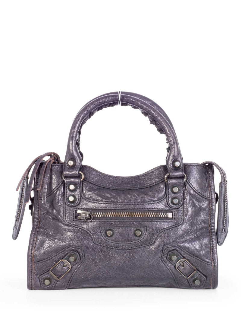 Balenciaga Distressed Leather Classic Hardware Mini City Bag Black-designer resale