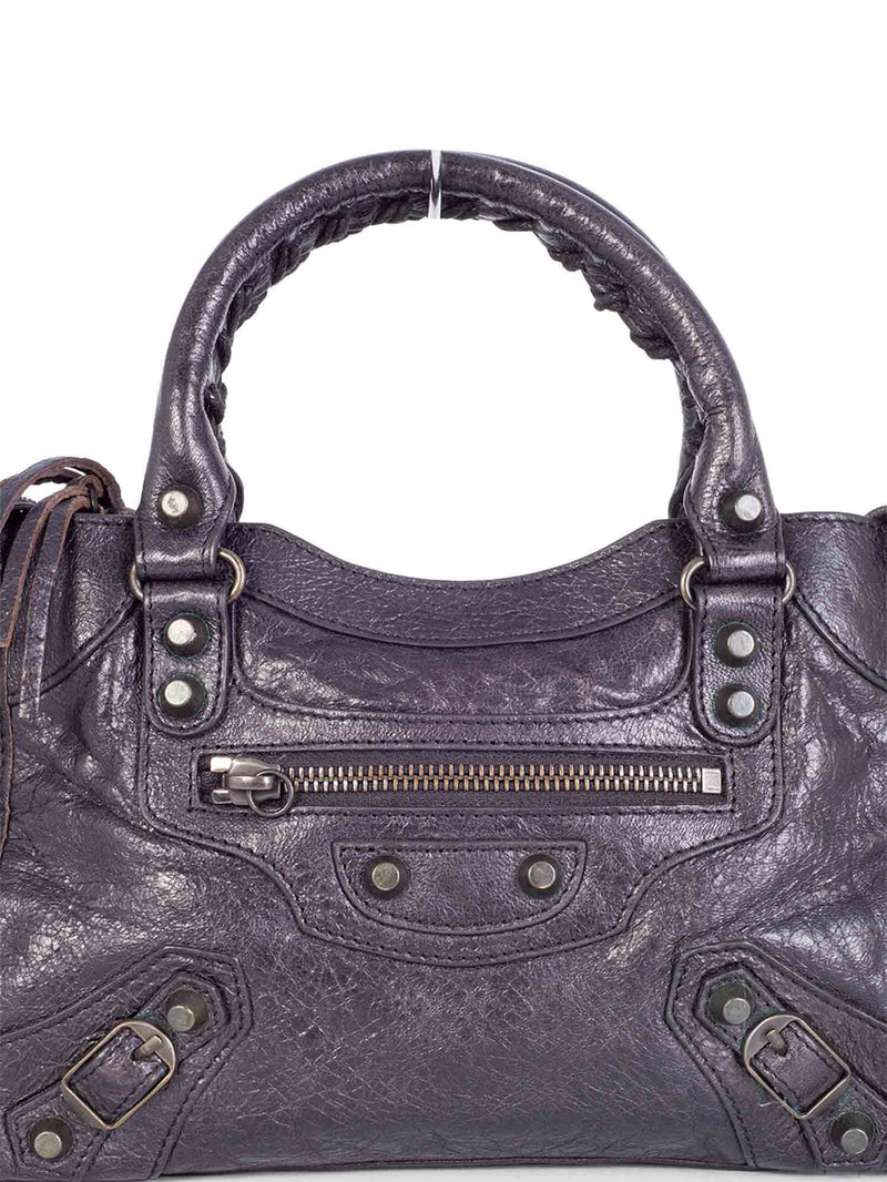 Balenciaga Distressed Leather Classic Hardware Mini City Bag Black-designer resale
