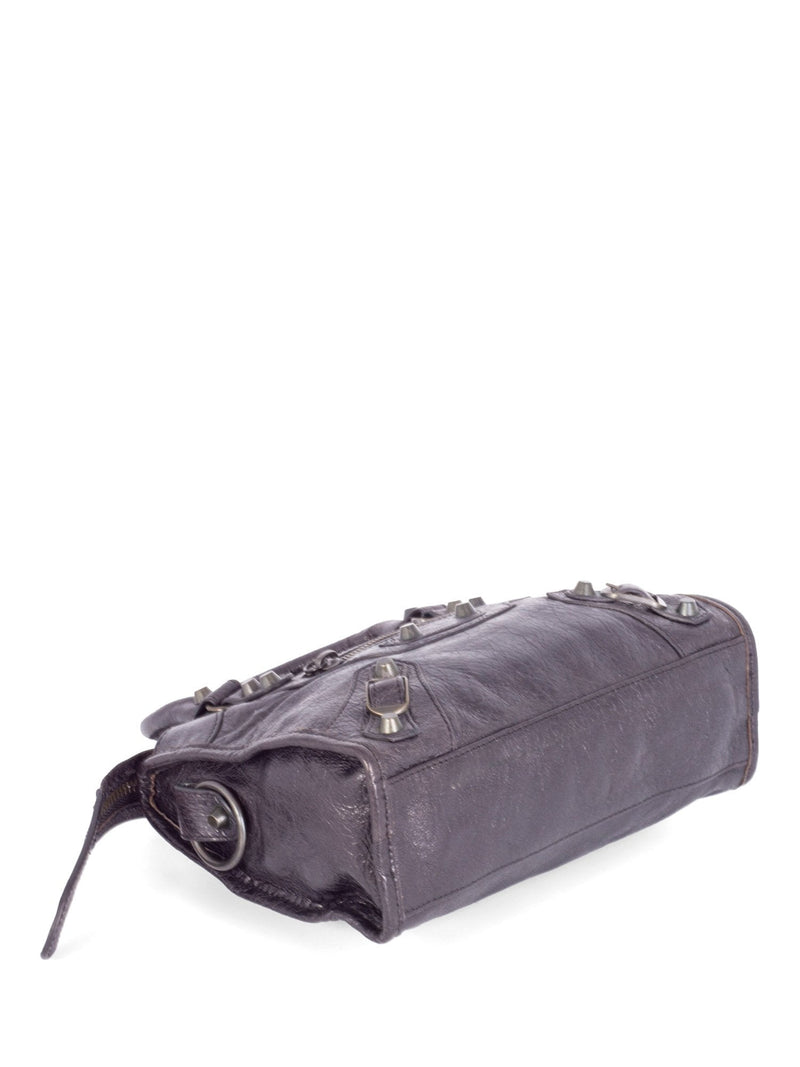 Balenciaga Distressed Leather Classic Hardware Mini City Bag Black-designer resale