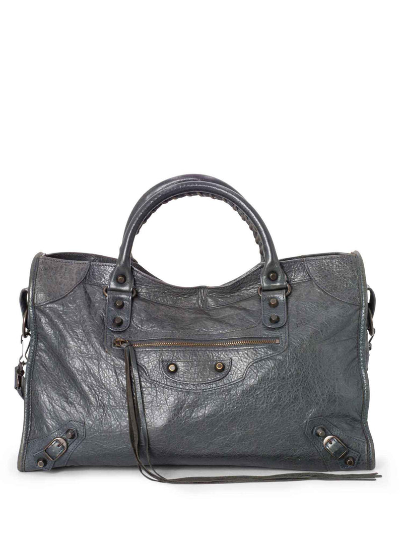 Balenciaga Leather Classic Hardware City Bag Grey-designer resale