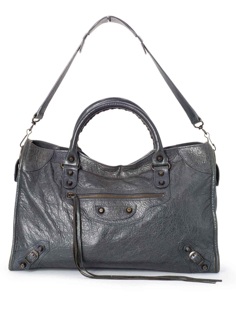 Balenciaga Leather Classic Hardware City Bag Grey-designer resale