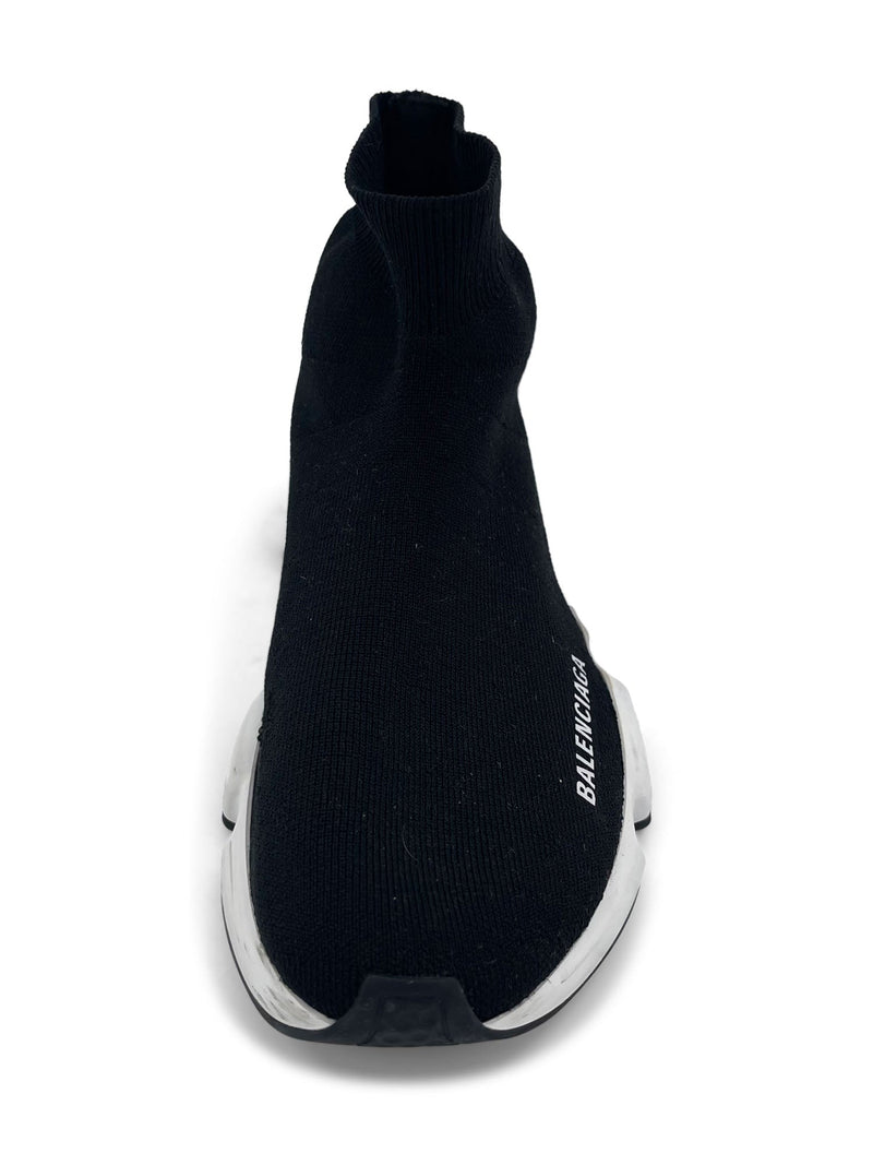 Balenciaga Speed Recycled Knit Sneakers Black White-designer resale