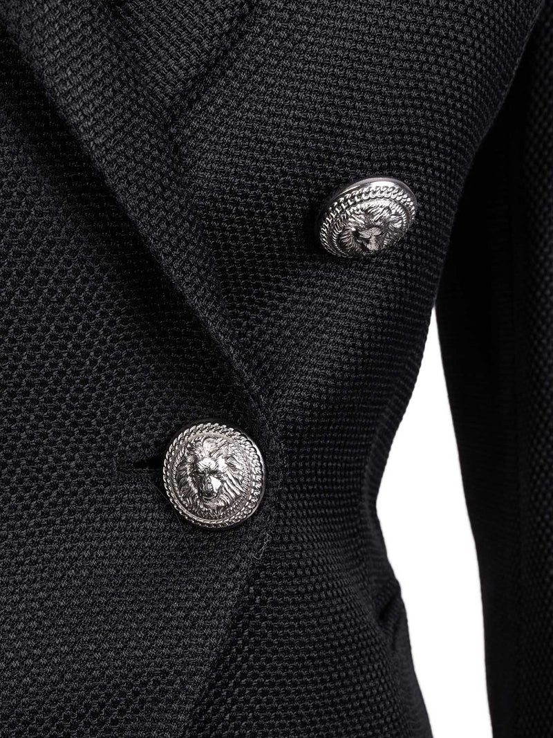 Balmain Tweed Double Breasted Jacket Black-designer resale