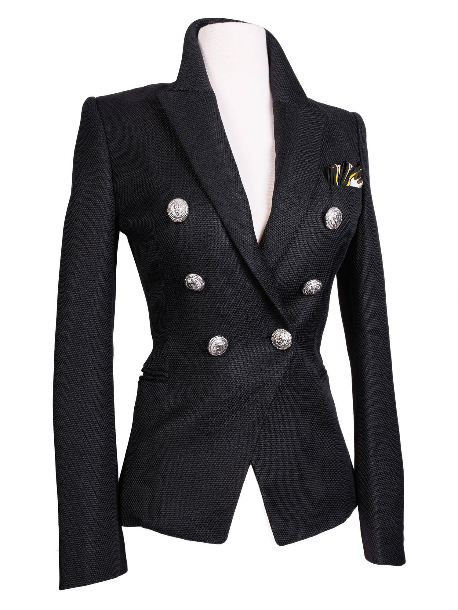 Balmain Tweed Double Breasted Jacket Black-designer resale